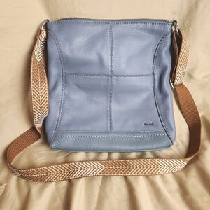 The Sak Leather Crossbody Bag Dusty Blue Patchwork Adjustable Strap